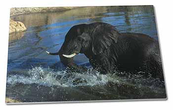 Large Glass Cutting Chopping Board Elephant in Water