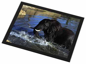 Elephant in Water Black Rim High Quality Glass Placemat