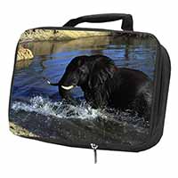 Elephant in Water Black Insulated School Lunch Box/Picnic Bag