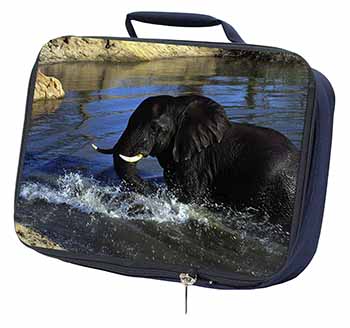 Elephant in Water Navy Insulated School Lunch Box/Picnic Bag
