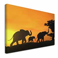 Elephants Silhouette Canvas X-Large 30"x20" Wall Art Print