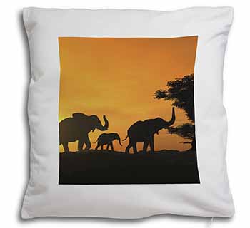 Elephants Silhouette Soft White Velvet Feel Scatter Cushion