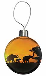 Elephants Silhouette Christmas Bauble