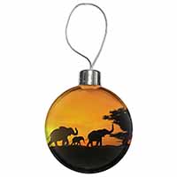 Elephants Silhouette Christmas Bauble