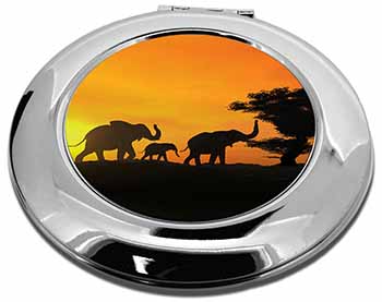 Elephants Silhouette Make-Up Round Compact Mirror