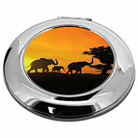 Elephants Silhouette Make-Up Round Compact Mirror