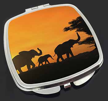 Elephants Silhouette Make-Up Compact Mirror