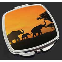 Elephants Silhouette Make-Up Compact Mirror