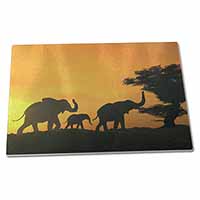 Large Glass Cutting Chopping Board Elephants Silhouette