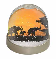 Elephants Silhouette Snow Globe Photo Waterball