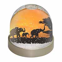 Elephants Silhouette Snow Globe Photo Waterball
