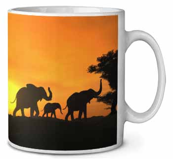 Elephants Silhouette Ceramic 10oz Coffee Mug/Tea Cup