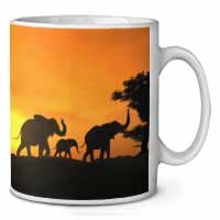 Elephants Silhouette Ceramic 10oz Coffee Mug/Tea Cup