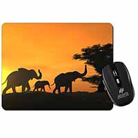 Elephants Silhouette Computer Mouse Mat