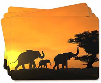 Elephants Silhouette Picture Placemats in Gift Box