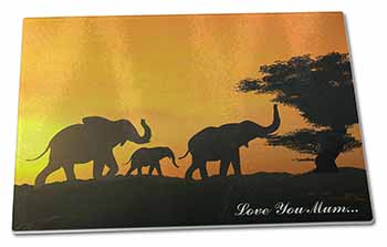 Large Glass Cutting Chopping Board Elephants Silhouette 