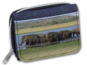 Herd of Elephants Unisex Denim Purse Wallet
