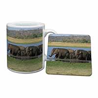 Herd of Elephants Mug and Coaster Set