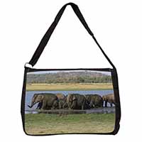 Herd of Elephants Large Black Laptop Shoulder Bag School/College