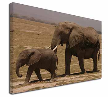 Elephant and Baby Tuskers Canvas X-Large 30"x20" Wall Art Print