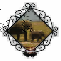 Elephant and Baby Tuskers Wrought Iron Wall Art Candle Holder