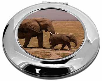 Elephant and Baby Tuskers Make-Up Round Compact Mirror