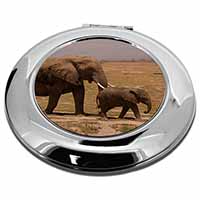 Elephant and Baby Tuskers Make-Up Round Compact Mirror