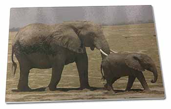 Large Glass Cutting Chopping Board Elephant and Baby Tuskers