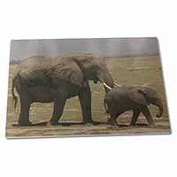 Large Glass Cutting Chopping Board Elephant and Baby Tuskers