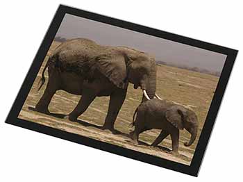 Elephant and Baby Tuskers Black Rim High Quality Glass Placemat