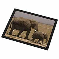 Elephant and Baby Tuskers Black Rim High Quality Glass Placemat