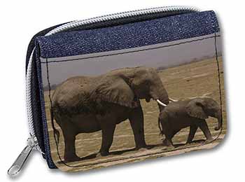 Elephant and Baby Tuskers Unisex Denim Purse Wallet
