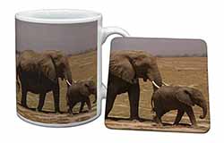 Elephant and Baby Tuskers Mug and Coaster Set