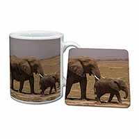 Elephant and Baby Tuskers Mug and Coaster Set