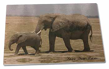 Large Glass Cutting Chopping Board Elephant and Baby 
