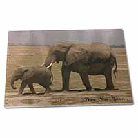 Large Glass Cutting Chopping Board Elephant and Baby 