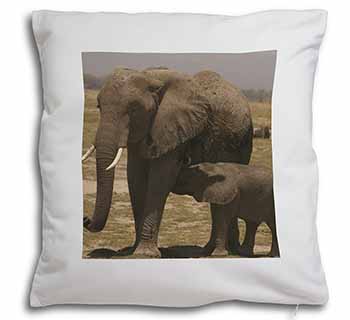 Elephant Feeding Baby Soft White Velvet Feel Scatter Cushion
