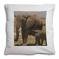 Elephant Feeding Baby Soft White Velvet Feel Scatter Cushion