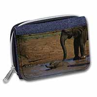 Elephant and Baby Bath Unisex Denim Purse Wallet