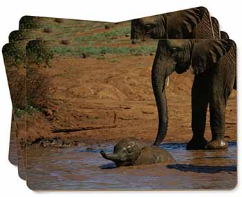 Elephant and Baby Bath Picture Placemats in Gift Box