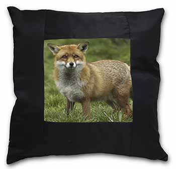 Red Fox Country Wildlife Black Satin Feel Scatter Cushion