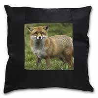 Red Fox Country Wildlife Black Satin Feel Scatter Cushion