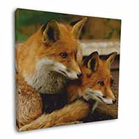 Cute Red Fox Cubs Square Canvas 12"x12" Wall Art Picture Print