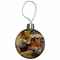 Cute Red Fox Cubs Christmas Bauble
