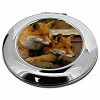 Cute Red Fox Cubs Make-Up Round Compact Mirror