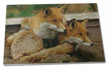 Large Glass Cutting Chopping Board Cute Red Fox Cubs