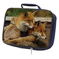 Cute Red Fox Cubs Navy Insulated School Lunch Box/Picnic Bag