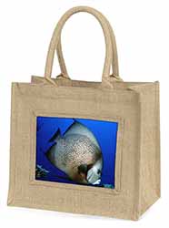 Funky Fish Large Natural Jute Shopping Bag Christmas Gift Idea