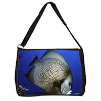 Funky Fish Large Black Laptop Shoulder Bag School/College