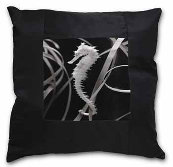 Seahorse Black Satin Feel Scatter Cushion